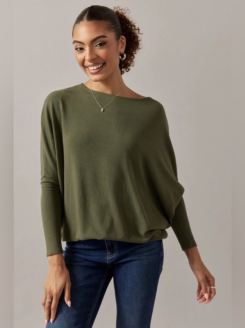 Francesca’s Olive Green Oversized Women's Top